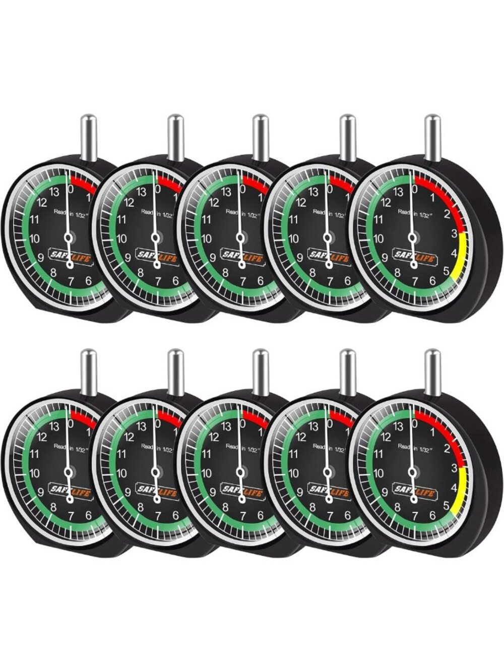 10 Pack Tire Tread Depth Gauge - Easy Read Dial for Cars, Trucks & Motorcycles
